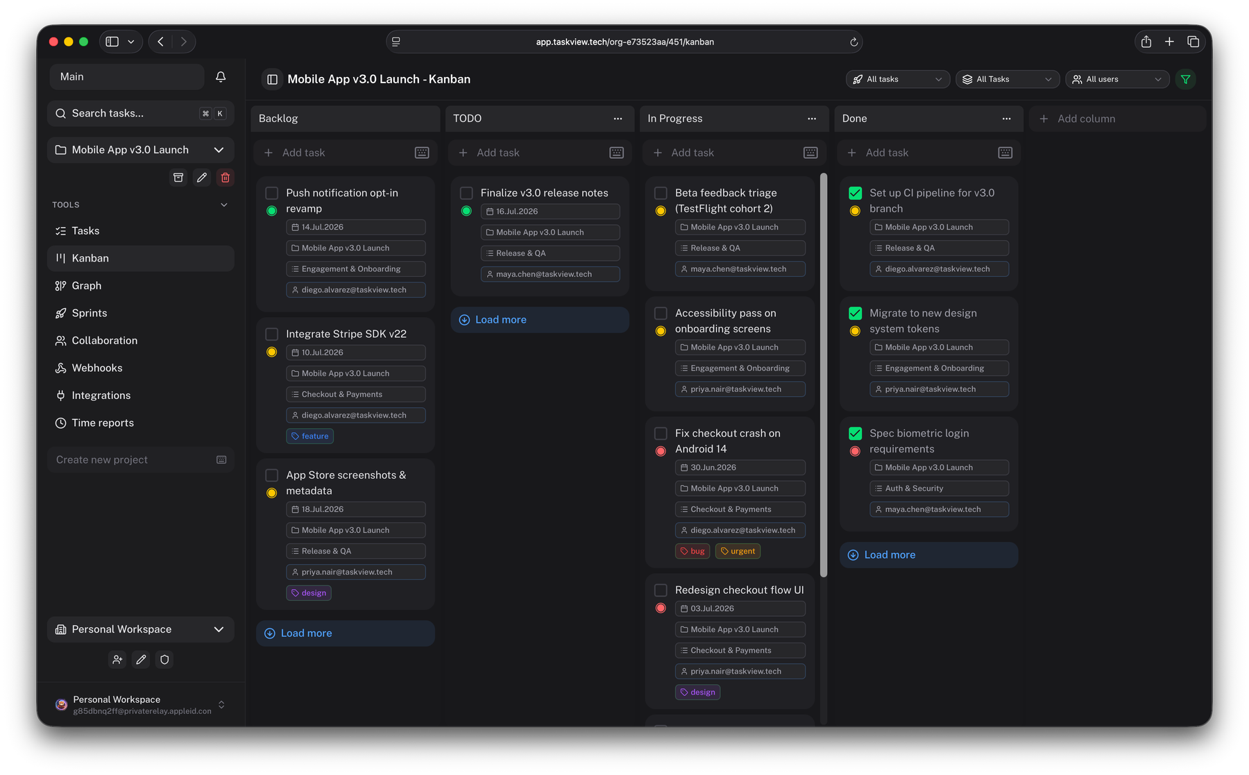 TaskView Kanban