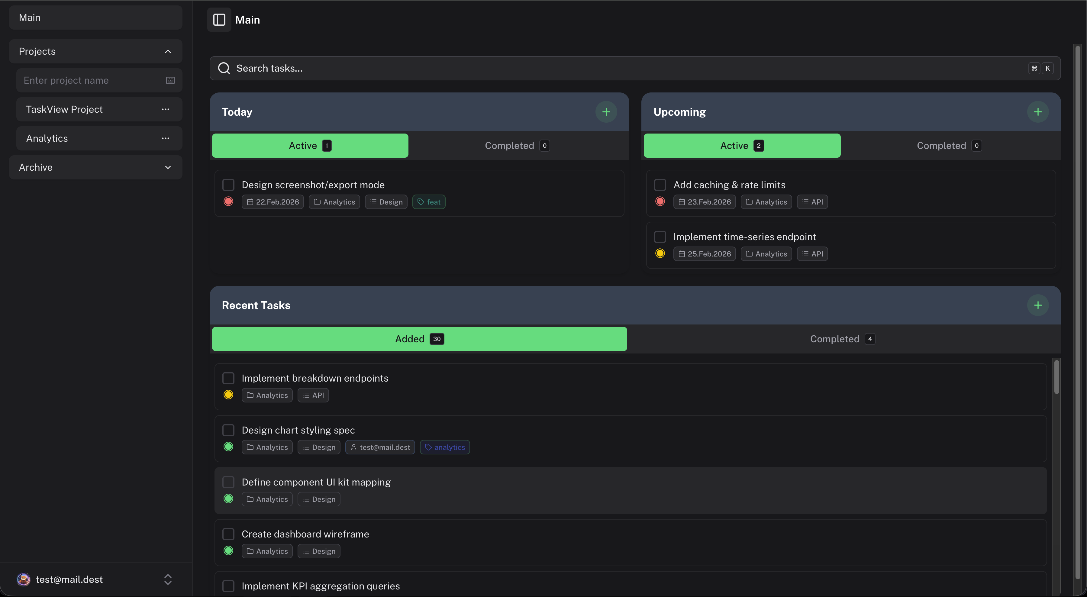 TaskView Connects to your dev workflow — self-hosted task and project management